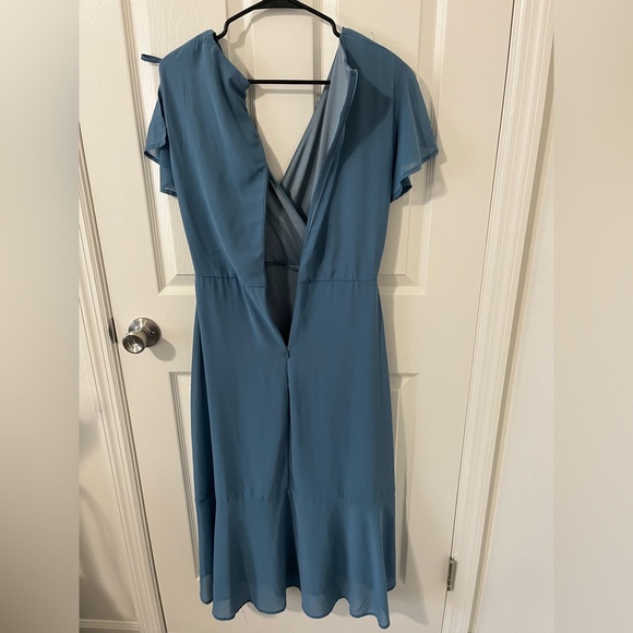 Lulus Blue Dress with Leg Cut-Out - Picture 6 of 7